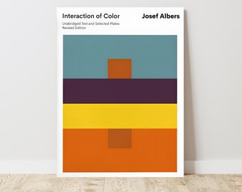 Josef Albers Interaction of Color, Square, Vintage Exhibition Canvas Art Print  J_371