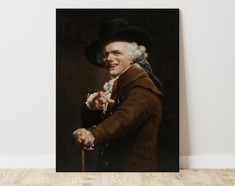 Joseph Ducreux, Portrait de l'artiste sous les traits d'un moqueur (1793), Vintage Canvas Art Print  J_853