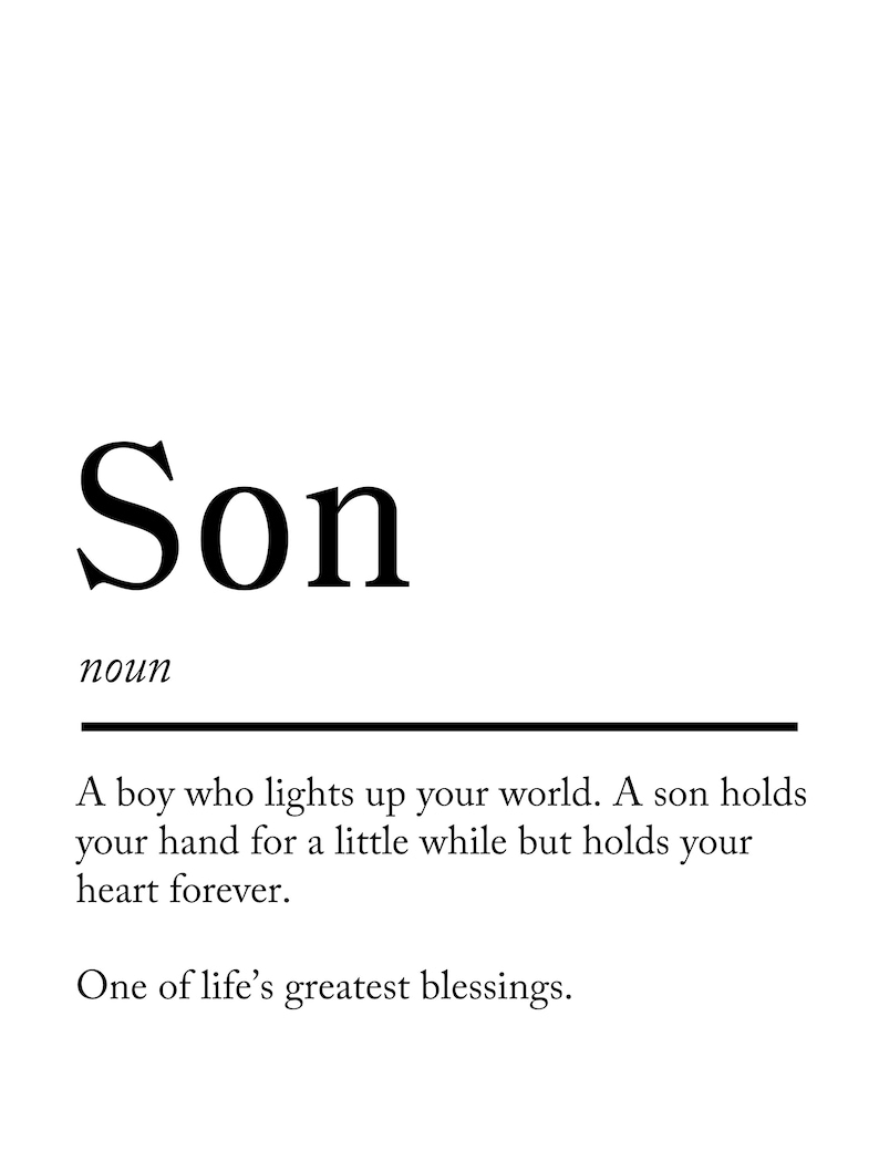 Canvas Wall Art Son Definition Print Poster Quote Wall-art | Etsy