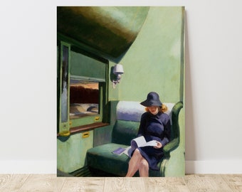 Edward Hopper, Compartment C, Car 193 (1938), Vintage Canvas Art Print  J_523