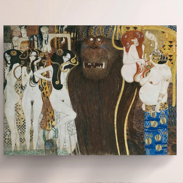 Gustav Klimt, Beethoven Frieze (1902), Vintage Canvas Art Print  J_679