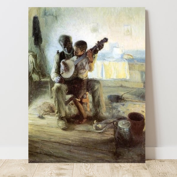 Henry Ossawa Tanner, The Banjo Lesson (1893), Vintage Canvas Art Print  J_558