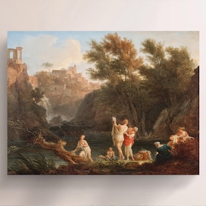 Claude Joseph Vernet, The Four Times of Day, Evening (1757), Vintage Canvas Art Print  J_758