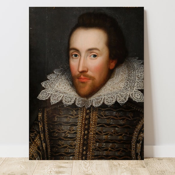 The Cobbe Portrait of William Shakespeare (1610) , Vintage Canvas Art Print  J_697