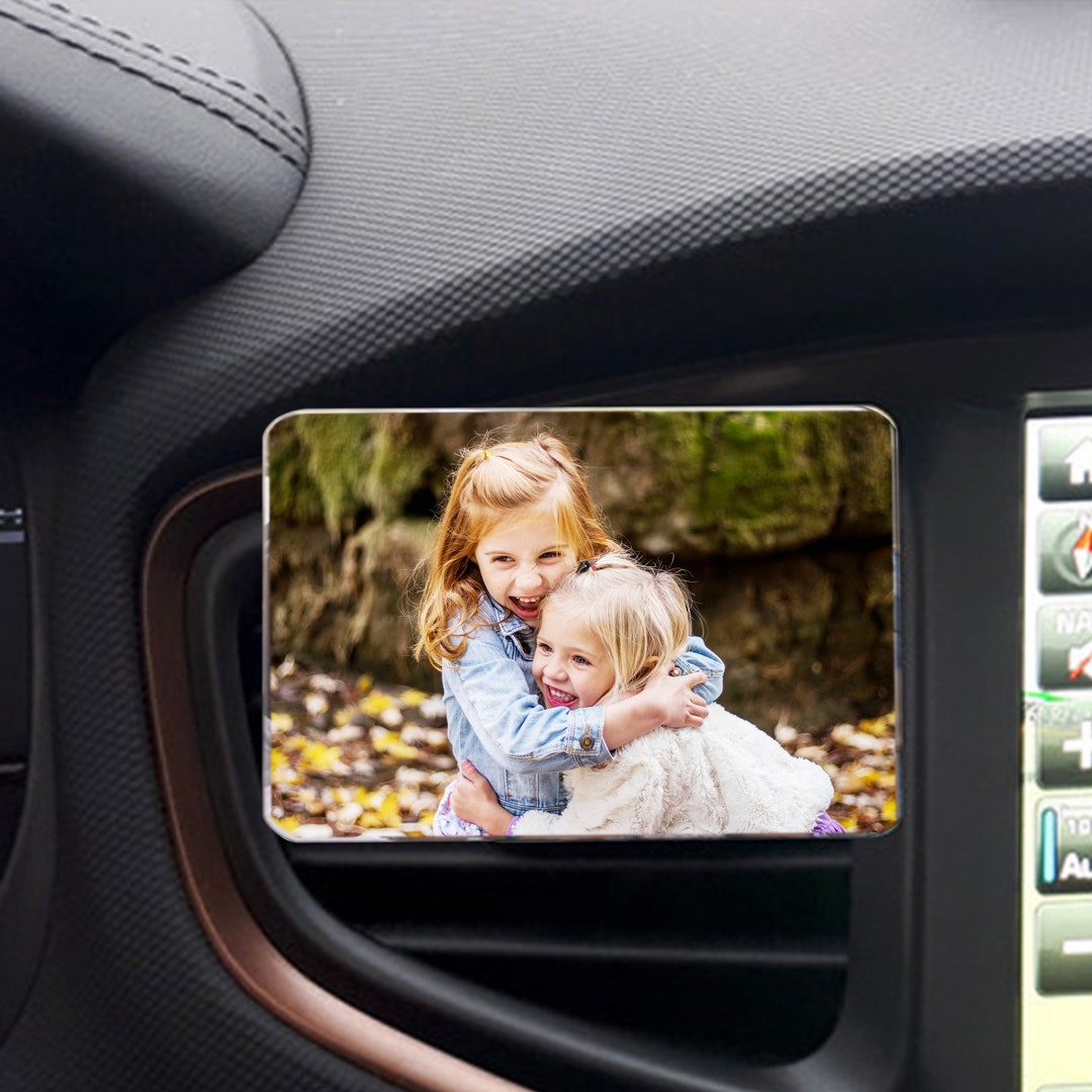 Support Photo En Cuir Pour Pare-Soleil De Voiture - Clip Pour Cadre Photo 5 Pouces - Accessoire Auto Noir