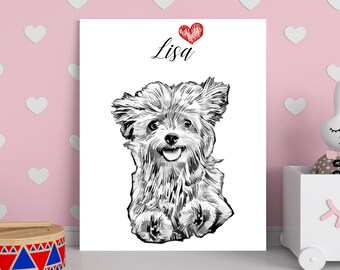 Custom Pet Portrait Canvas: Personalized Pet Memorial Art