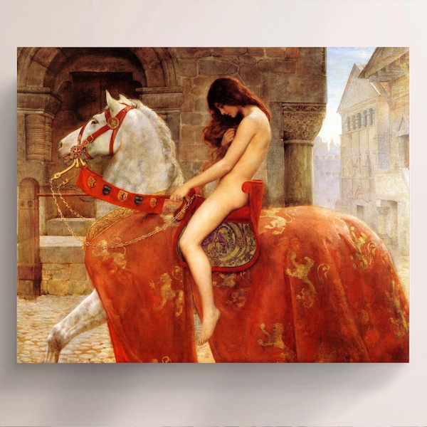 John Collier, Lady Godiva (1898), Vintage Canvas Art Print  J_889