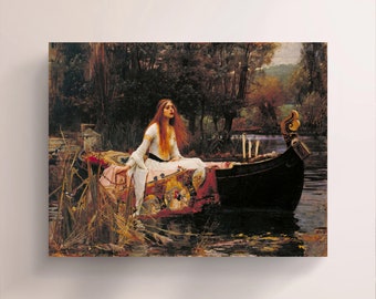 John William Waterhouse - The Lady of Shalott, Art Print | Vintage Exhibition Canvas Print  J_513