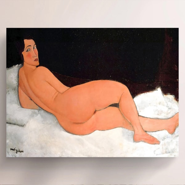 Amedeo Modigliani, Nu couché (sur le côté gauche) (1917), Vintage Canvas Art Print  J_715