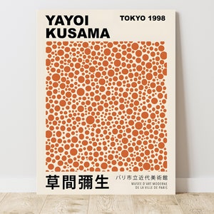 Yayoi Kusama Terracotta Orange Dots Poster Art Print, 草間彌生 Abstract, Vintage Exhibition Canvas Art Print  J_281