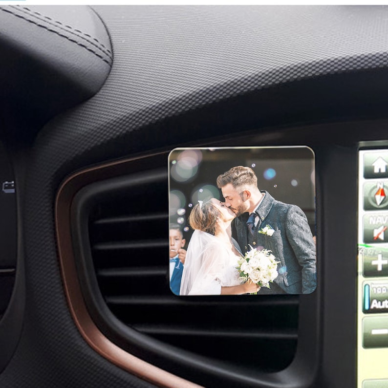 Clip to Insert in Your Car Vent Car vent clip Custom car magnet Custom car photo 5th Anniversary Custom Car photo frame Car photo gift