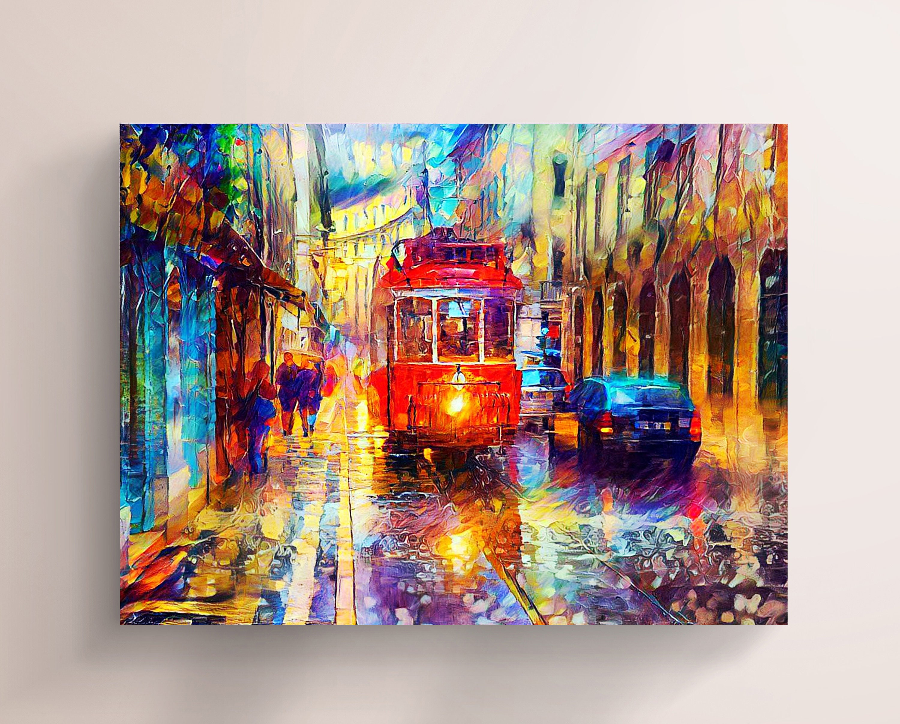Russian Street in the Rain, Ando Sasaki Painting, Canvas Wall Art