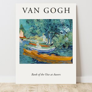 Van Gogh Bank of the Oise at Auvers, Vintage Exhibition Canvas Art Print  J_438