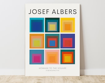 Josef Albers Homage To The Square, Vintage Exhibition Canvas Art Print  J_368