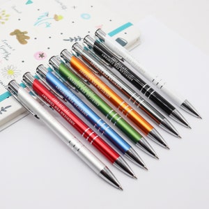 Personalized Engraved Business Pens Bulk, Customized Name Message Ballpoint Pens with Stylus, Personalized Gift