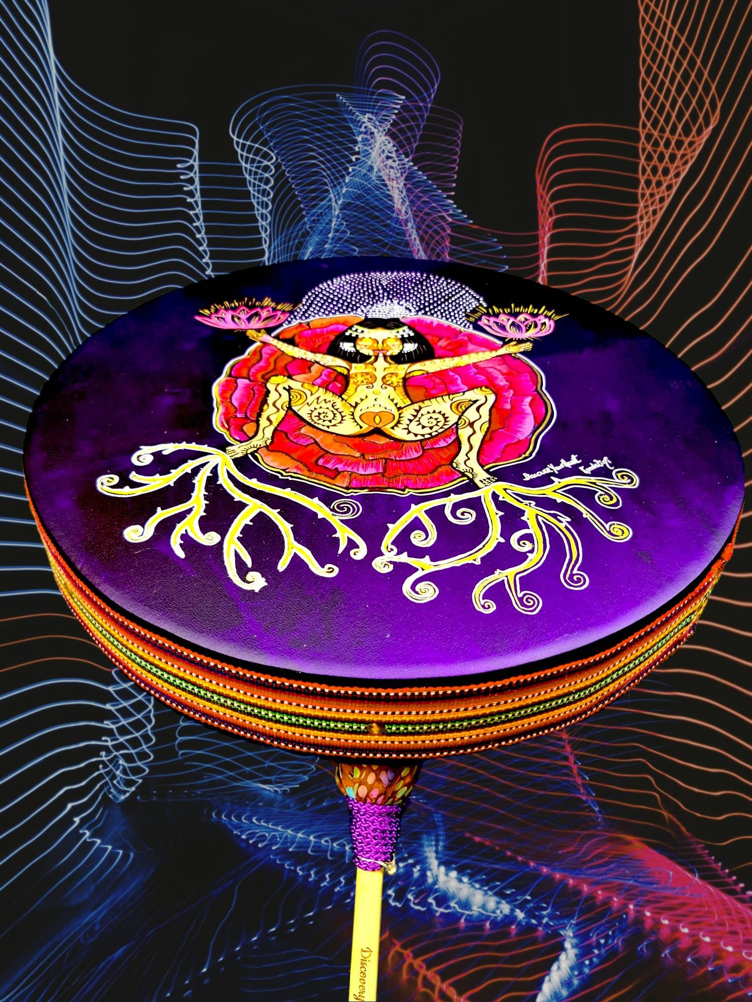 Shamanic Drum , Kundalini Awakening , 18 Inch, ( 45cm) ( Goat)  Circular