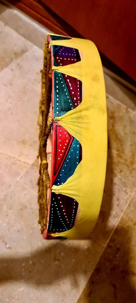 Shamanic Drum ( hummingbird) Available   15" 16" 18" 20" ( Goat)  Rounded YELLOW