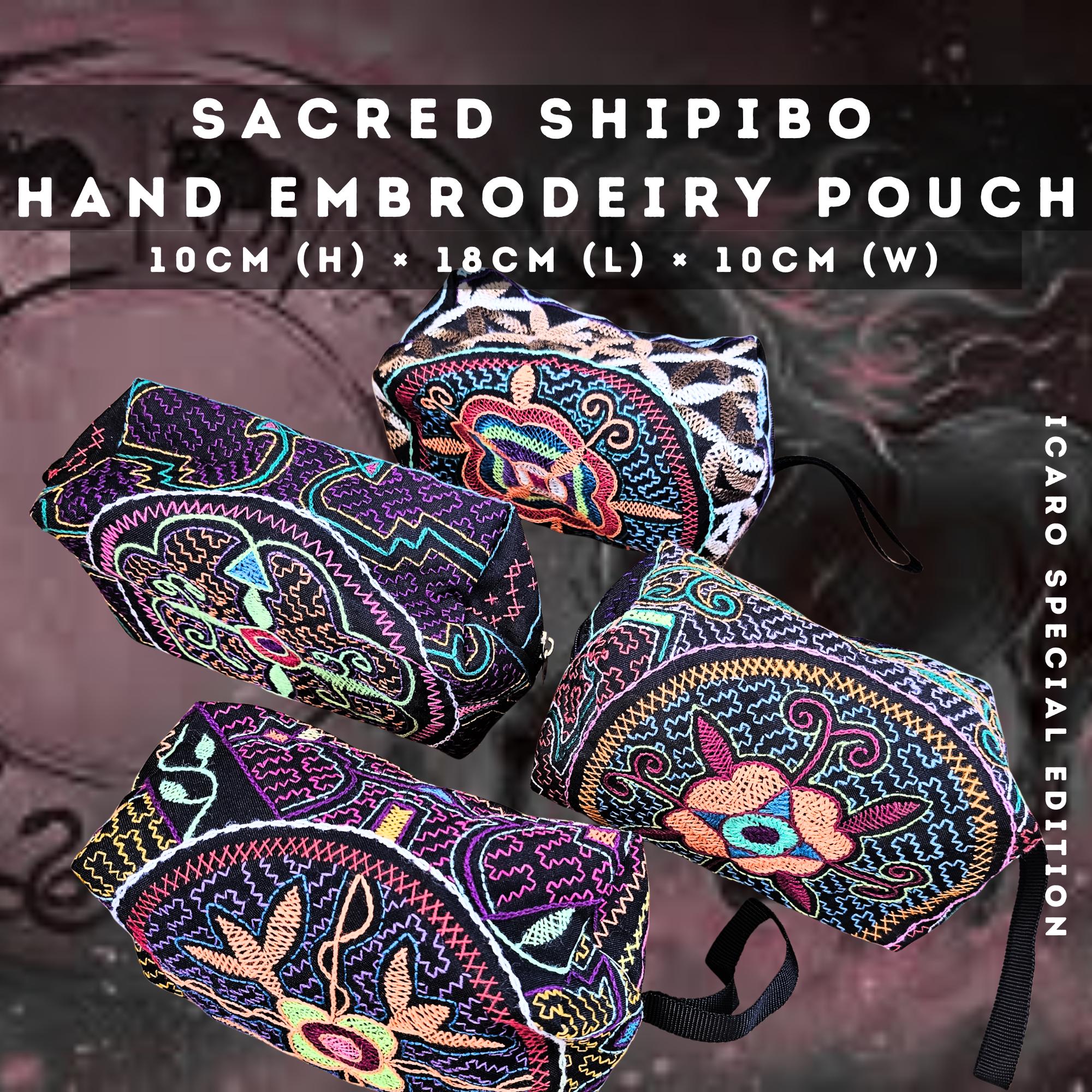 Handmade Embroidery Pouch Shipibo Art -Abundance Flower L18cm- W10cm -W10cm