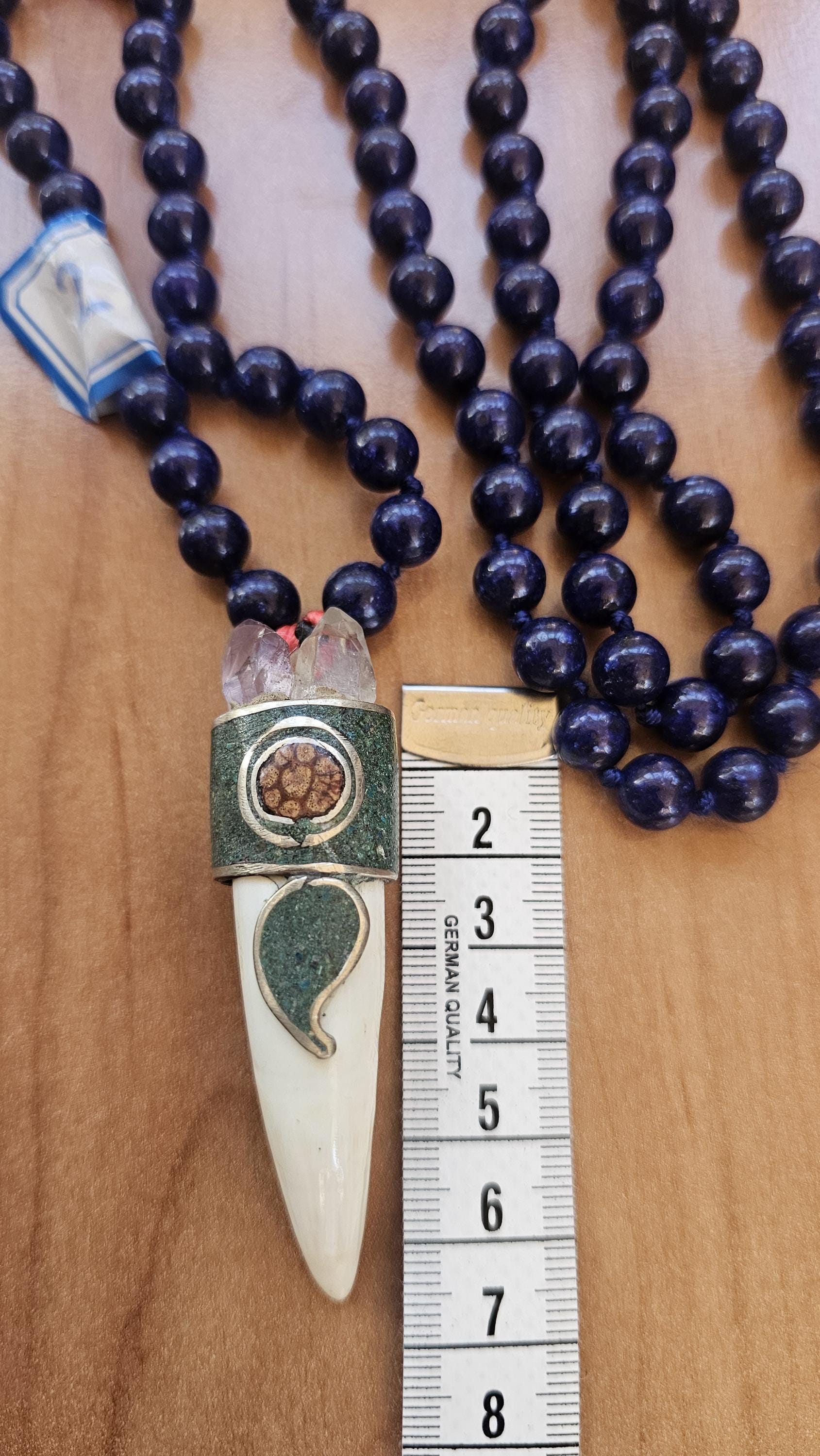 Jaguar Talisman,  lapis lazuli, Necklace 108 beads, 8MM, 61 Length – TYPE 3