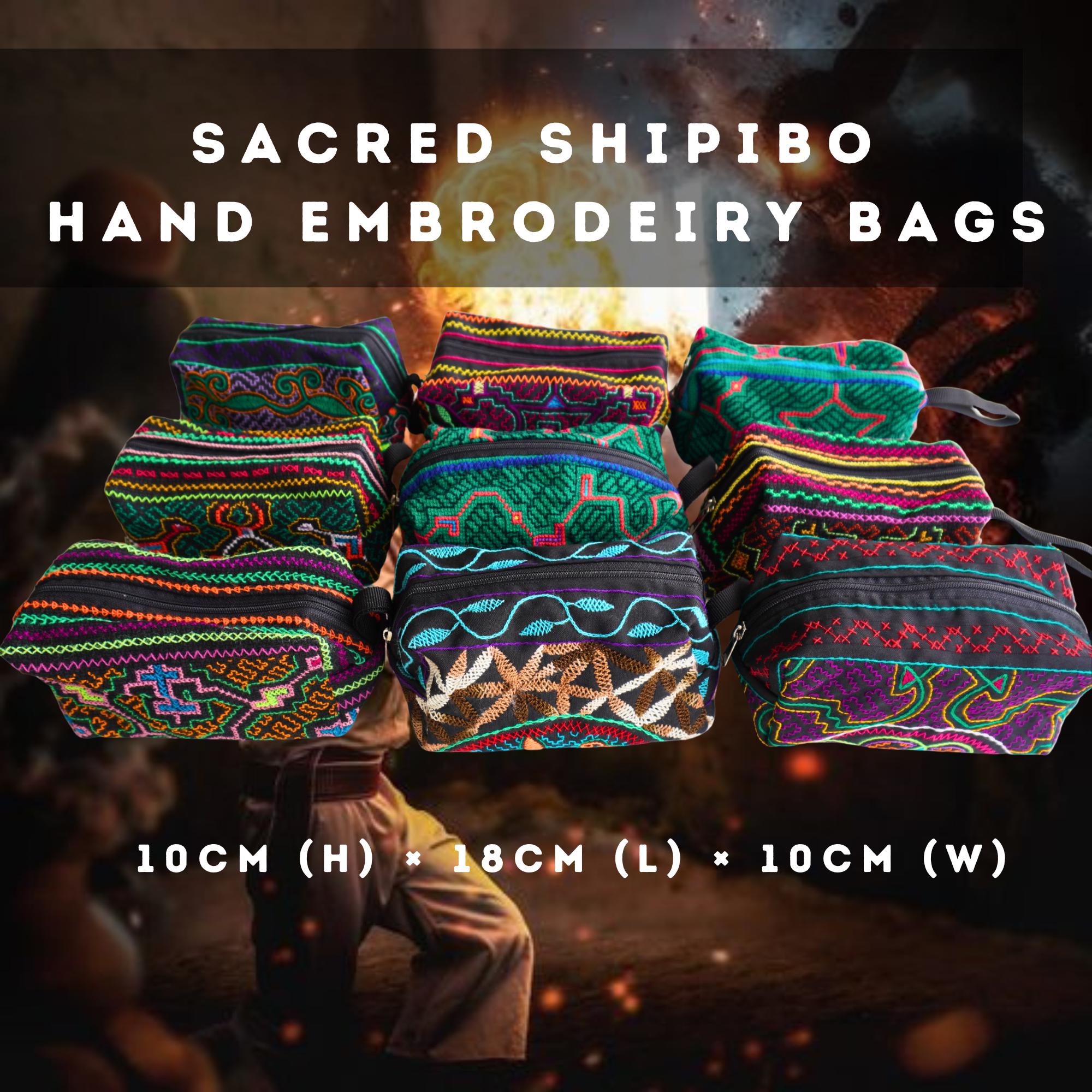 Handmade Embroidery Pouch Shipibo Art -Abundance Flower L18cm- W10cm -W10cm – Design2
