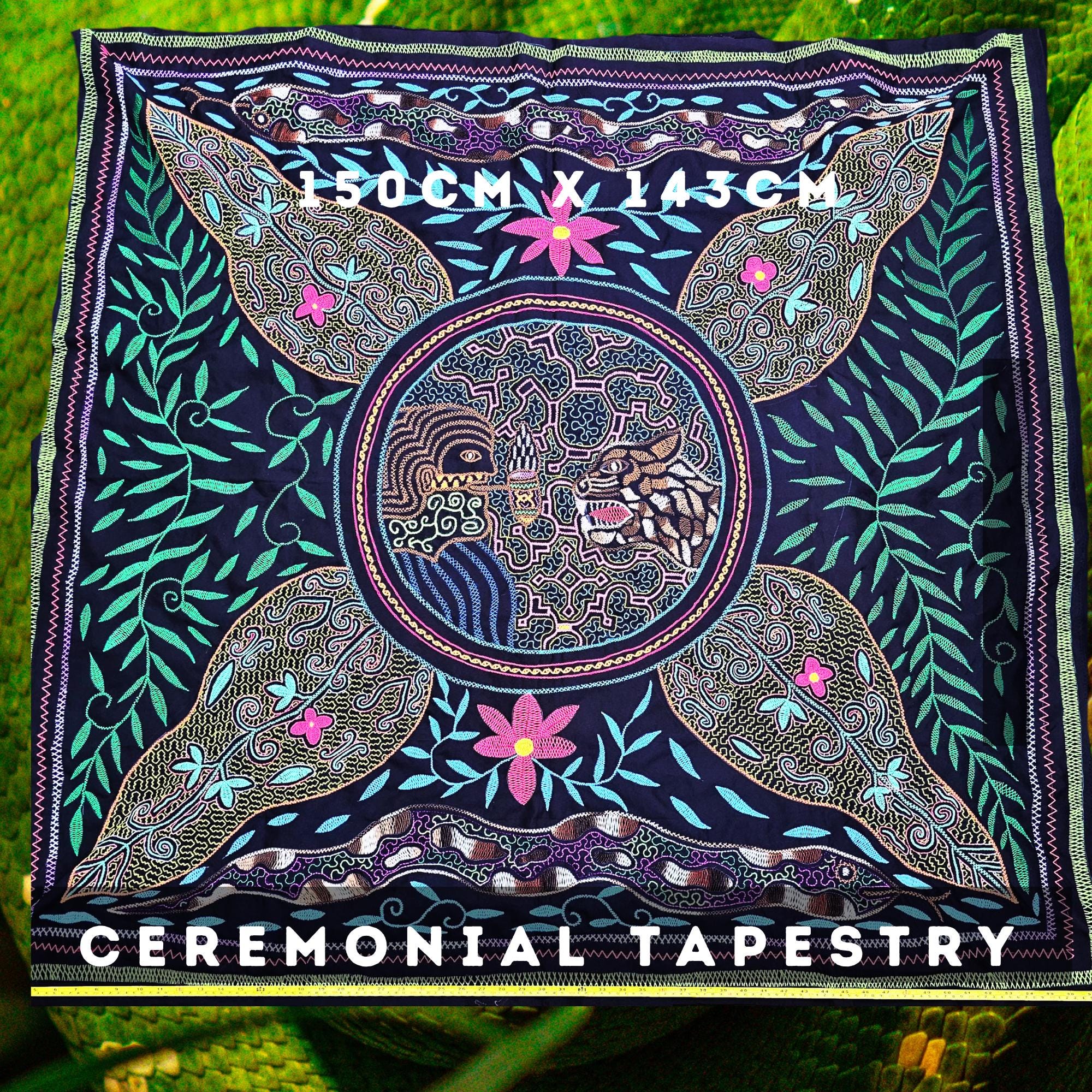 Tapestry Hand Embroidery, Shaman Jaguar Spirit 143cm-150cm