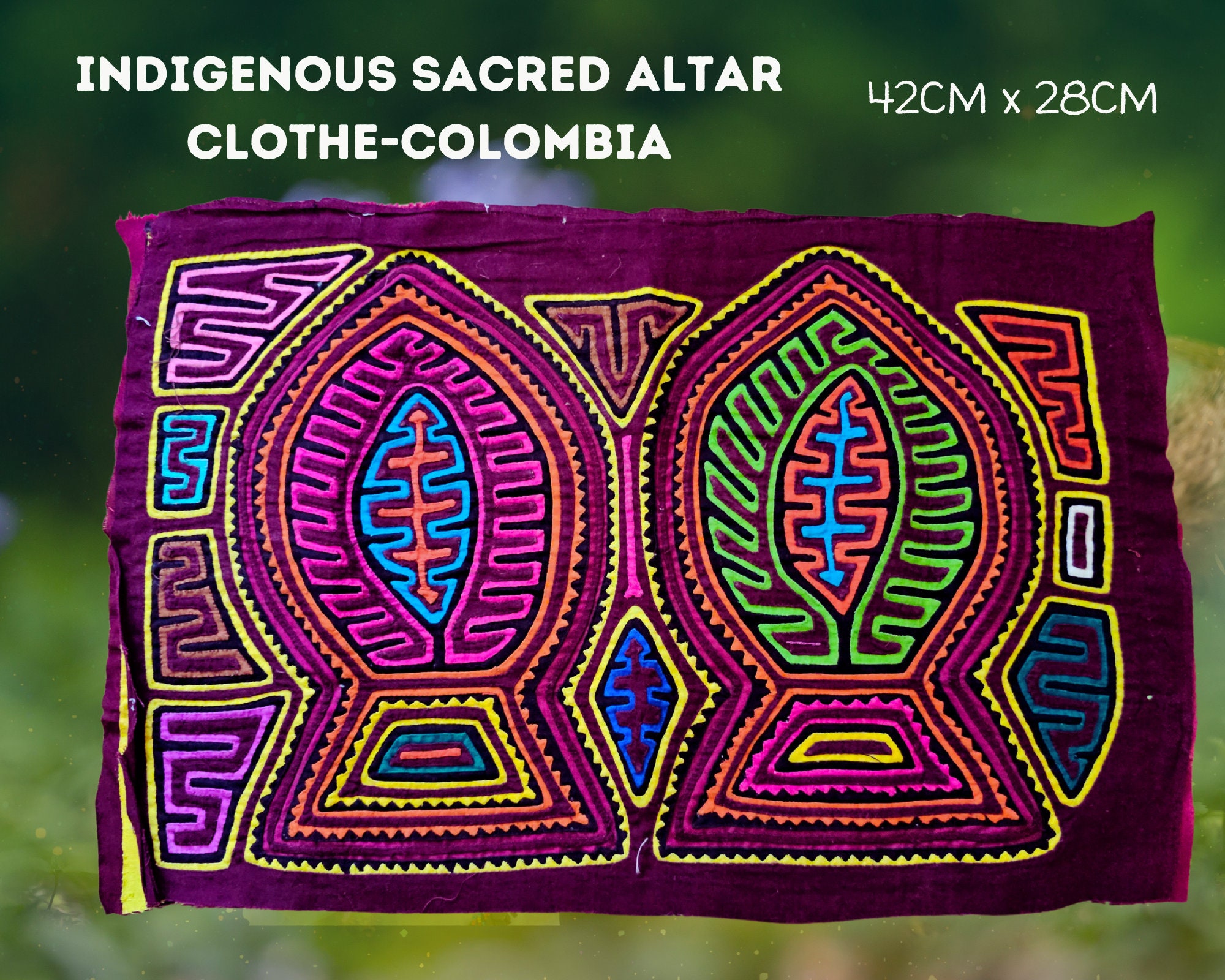 42cm x 28cm , Indigenous Sacred Altar Clothe from Colombia, Handmade