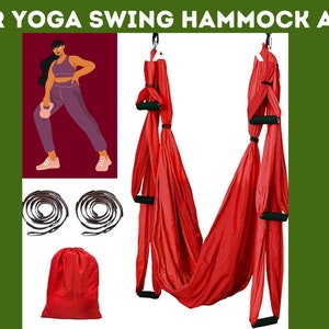 Air Yoga Swing Hängmatta Air Yoga Hängmatta, Nylon Taffeta Anti-Gravity Sling Inversion för att hänga och lindra ryggsmärtor, (Röd)