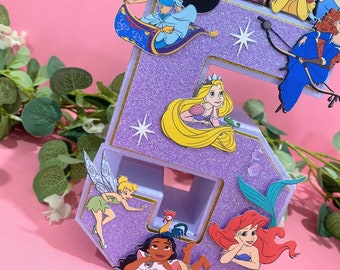 Princess 3D Letters or Numbers | Princess Party Theme | Princess Castle Birthday | Home Nursery Decorations | Disney Princess Centerpieces |