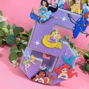 Princess 3D Letters or Numbers | Princess Party Theme | Princess Castle Birthday | Home Nursery Decorations | Disney Princess Centerpieces |