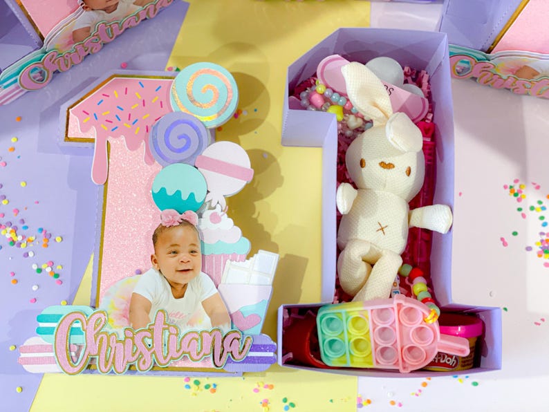 Candyland Theme 3D Number Fillable Box | Donut Candy Party Theme ...