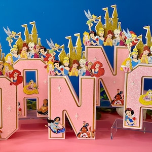 Princess 3D Letters or Numbers| Princess Party Theme | Princess Birthday Keepsake | Girl Party Decor | Princess Centerpiece | Memorabilia |