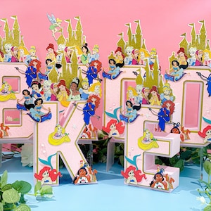 Princess 3D Letters or Numbers| Princess Party Theme | Princess Birthday Keepsake | Girl Party Decor | Princess Centerpiece | Memorabilia |