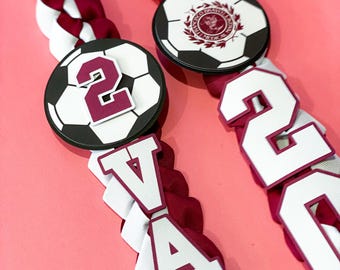 Custom Soccer Graduation Lei | Personalized Senior Lei with Name & Year | Handmade Graduation Keepsake | Class of 2026 | Custom Sports Lei