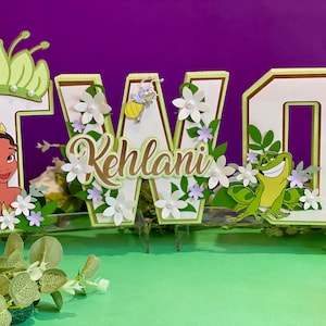 Letras o números en 3D con temática de la princesa Tiana / Fiesta temática de Tiana / Cumpleaños de princesa y sapo / Decoraciones para habitación de bebé / Decoración para baby shower /