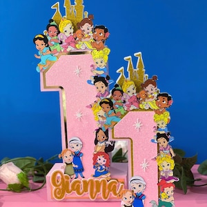 Large Baby Princess 3D Centerpiece with Name | Baby Princess Party Theme |Baby Princess | Girl Party Decor | Disney Baby Princess WallArt