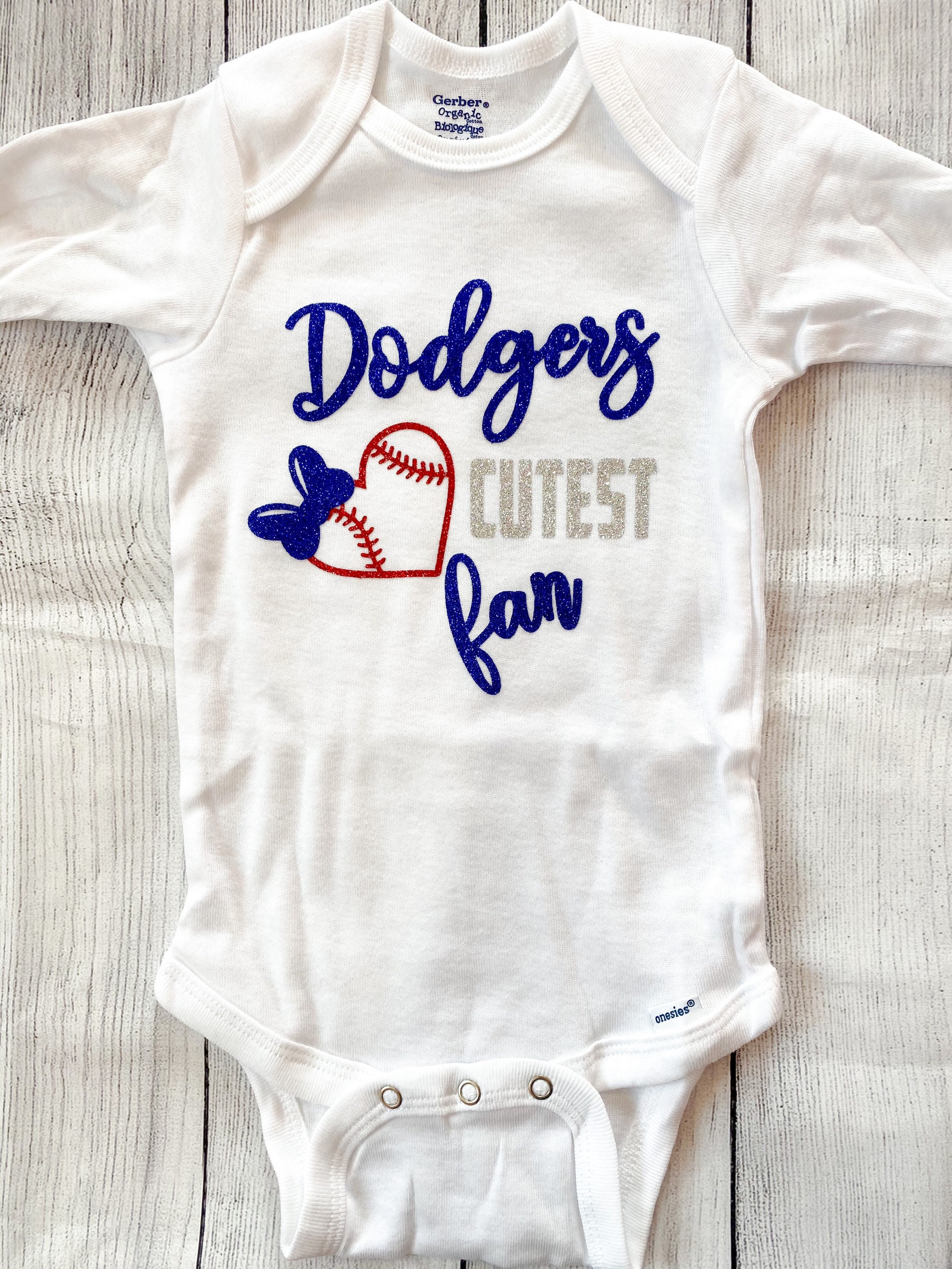 Dodgers Cutest Fan Onesie Baby Onesie Custom Baby Onesie Etsy
