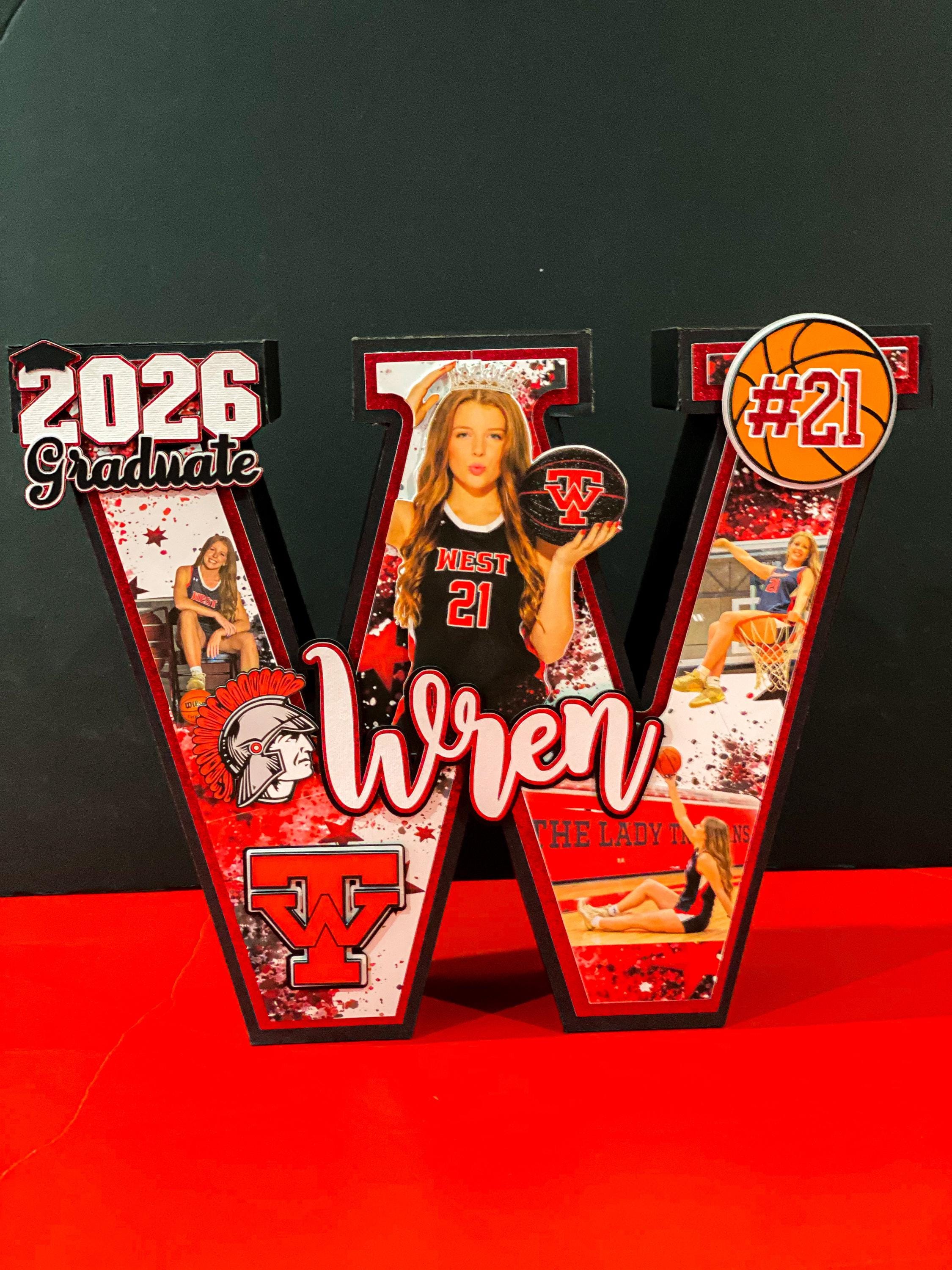 Letter Grad Gift Large Custom 3D Graduation Letter With Photos | Basketball Senior Night ...