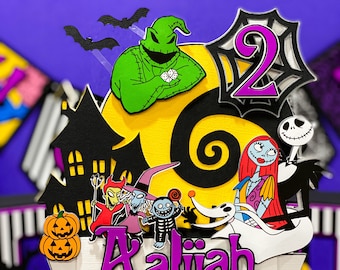 Alptraum vor Weihnachten Kuchen Topper | Jack und Sally Dusche Cake Topper | Oogie Jack Sally Zero-Themaparty | Disney Geburtstag Thema |