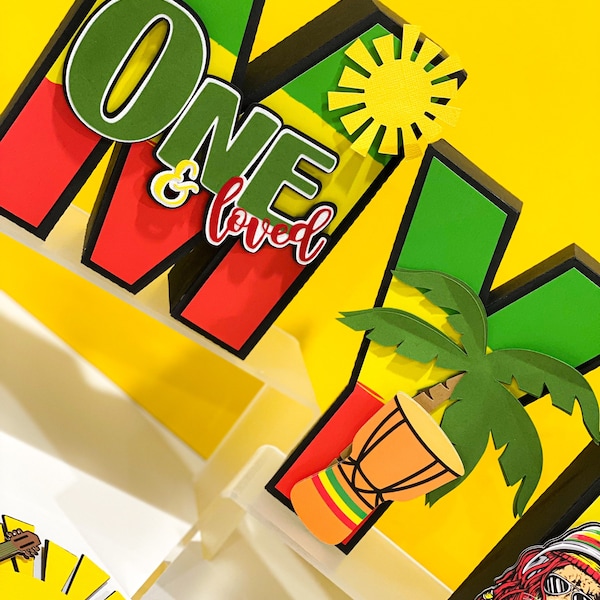 One & Loved Theme 3D Letters | One Love First Birthday Party Theme | Reggae Rasta Kids Birthday Party | Nursery Room Decorations |