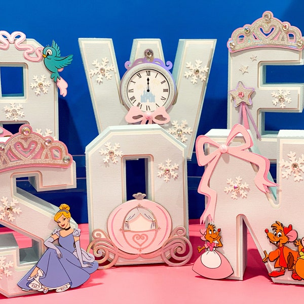 Cinderella Princess Theme 3D Letters | Princess Party Theme | Disney princess Birthday | Girl Party Decorations
