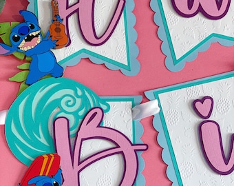 Lilo and Stitch Theme Birthday Banner | Personalized Birthday Banner | Stitch Theme Party | Party Decorations