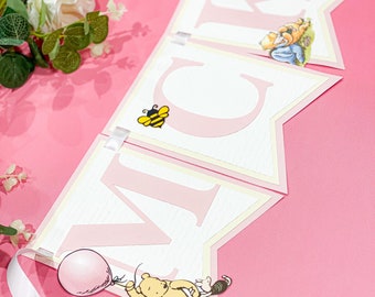 Winnie the Pooh Baby Shower Banner | Pink Winnie the Pooh Theme Party | Winnie the Pooh Birthday Banner | Personalized Banner
