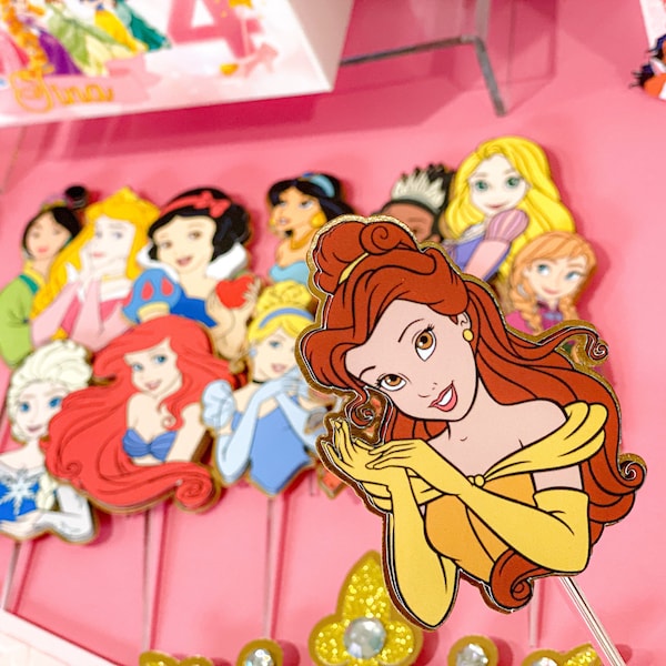 Set of 12 Cupcake Toppers | Disney Princesses Theme Party | Princess Birthday Cupcake Toppers | Disney Princess Cupcake Toppers |