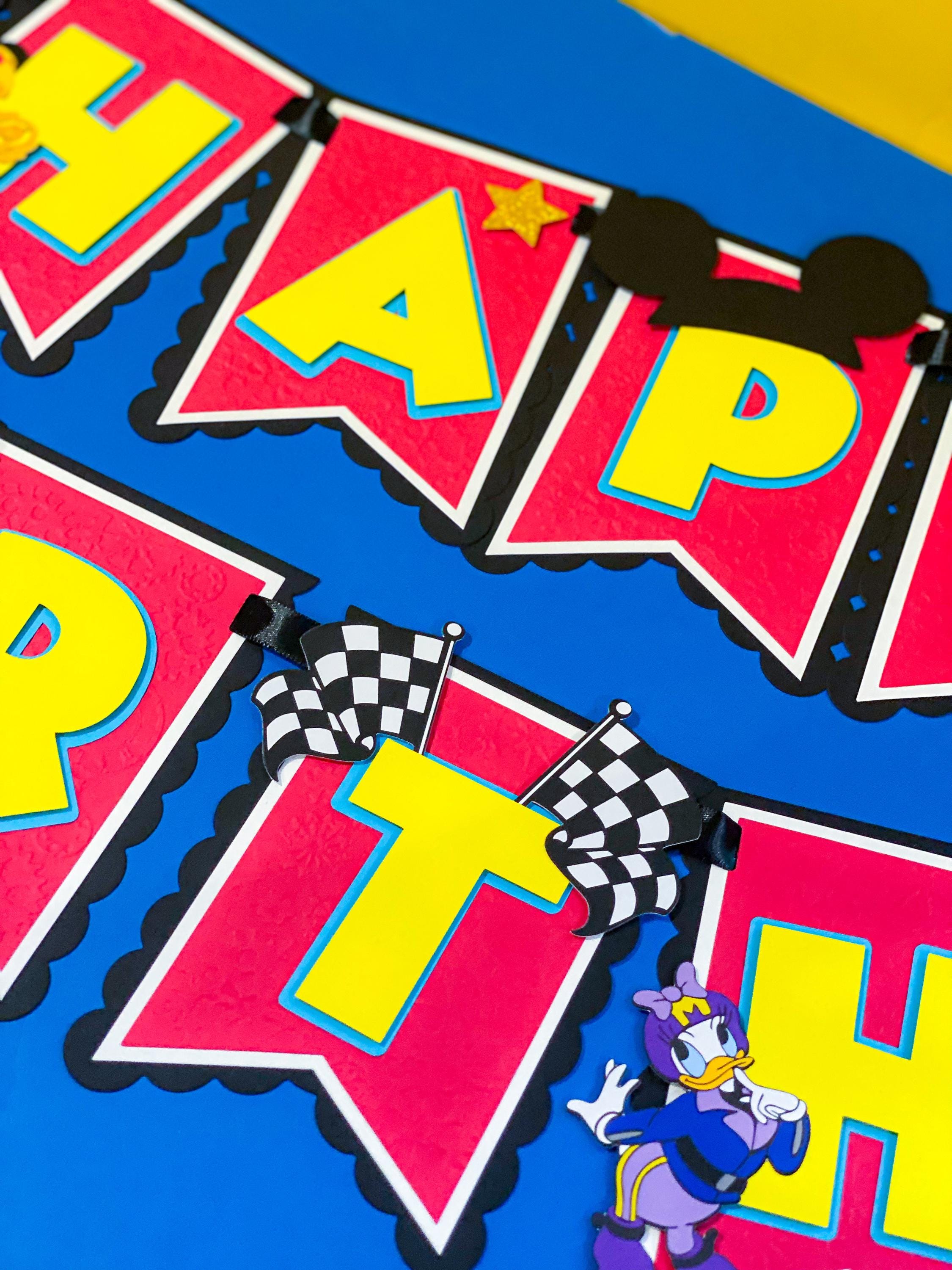 Mickey Racers Flag Mickey Mouse Roadsters Racers Banner | Mickey and Friends Theme Party ...