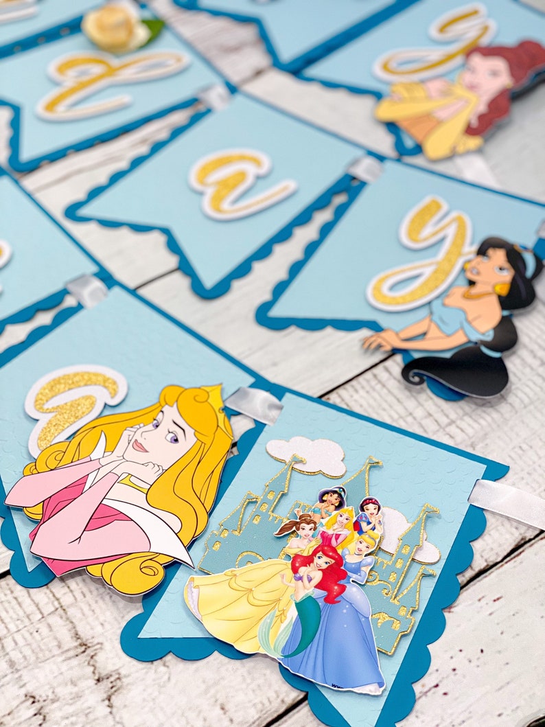 Happy Birthday Banner Disney Princesses Theme Party - Etsy