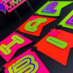 Neon Theme Birthday Banner | Personalized Birthday Banner | Neon Theme Party | Party Decorations