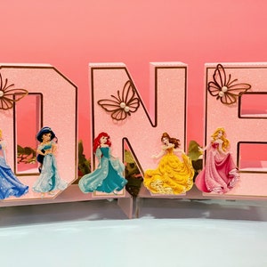 ONE Princess 3D Letters | Princess Party Theme | Princess Birthday | Girl Party Decorations