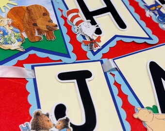 Storybook Birthday Banner | Personalized Birthday Banner | Once Upon a Time Theme Party | Children’s Books Party Decorations |Bookworm party