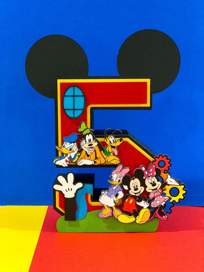 Number 5 Mickey Large Mickey Mouse Clubhouse Theme 3D Letters or Numbers | Minnie Party ...