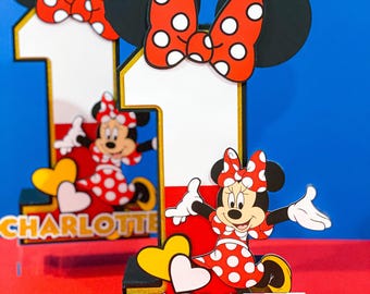 Minnie-feestthema 3D-letters | Zomerfeestthema Minnie | Mickey Minnie-verjaardag | Kinderkamerdecoraties | Babyshower